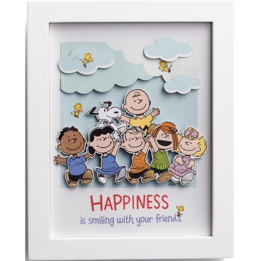 DaySpring Peanuts Happiness is Smiling with your Friends Framed Wall Decor Boxed
